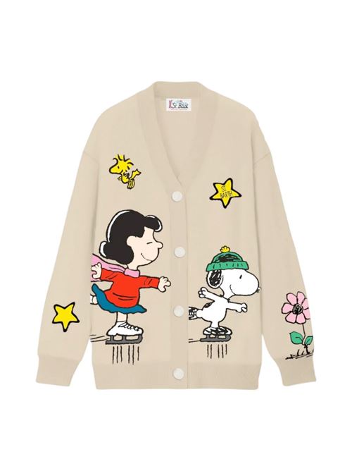 Cardigan per bambini MC2 Saint Barth Kids beige con stampa Peanuts Snoopy Skating MC2 SAINT BARTH | ALBA01775